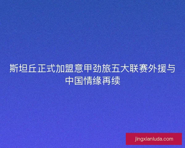斯坦丘正式加盟意甲劲旅五大联赛外援与中国情缘再续