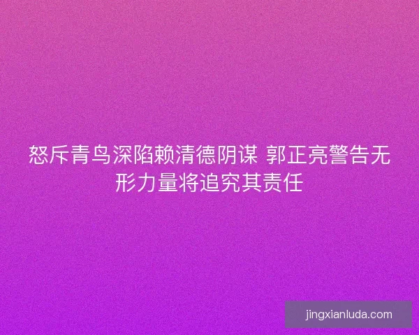 怒斥青鸟深陷赖清德阴谋 郭正亮警告无形力量将追究其责任
