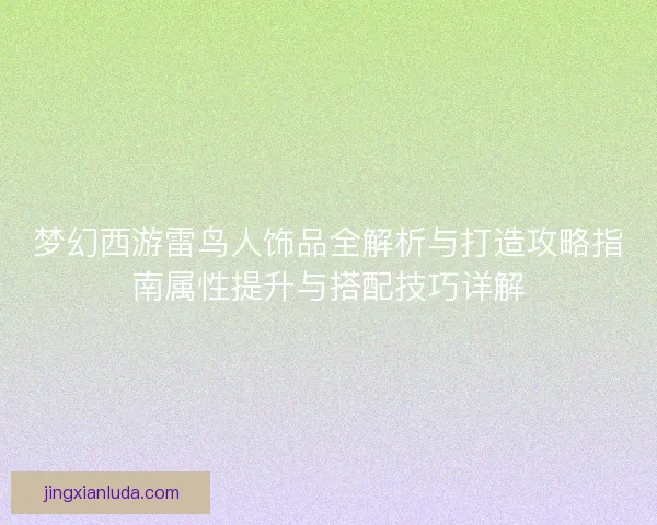 梦幻西游雷鸟人饰品全解析与打造攻略指南属性提升与搭配技巧详解